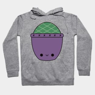 Cute Kawaii Cactus In Purple Pot Hoodie